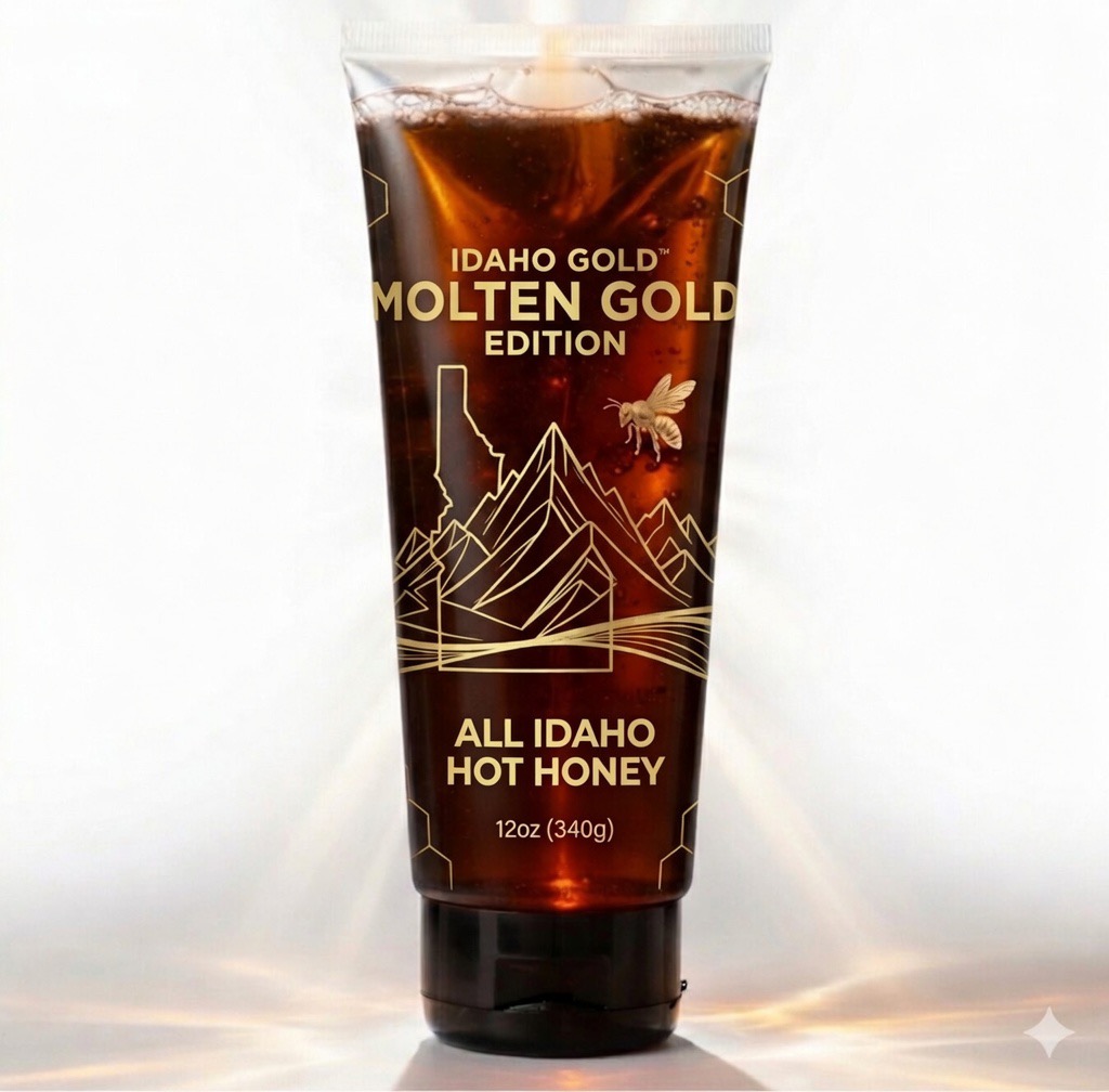 Idaho Gold Molten Gold Edition hot honey bottle