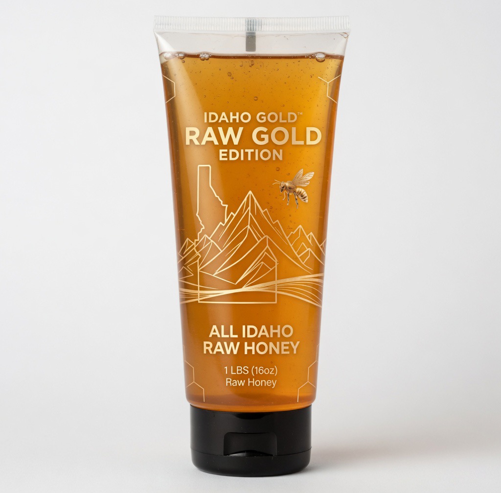 Idaho Gold Raw Gold Edition raw honey bottle